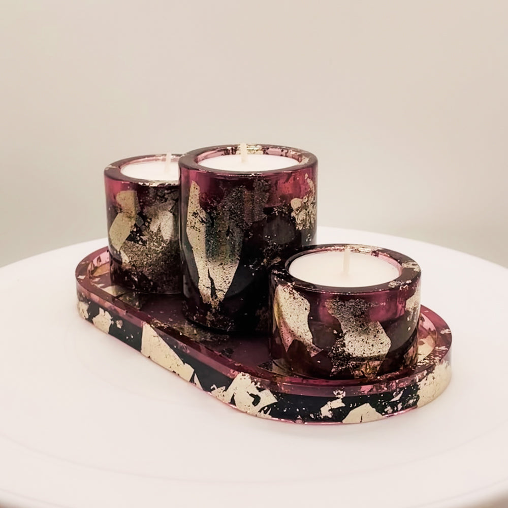 Candle Holder Set with Tray