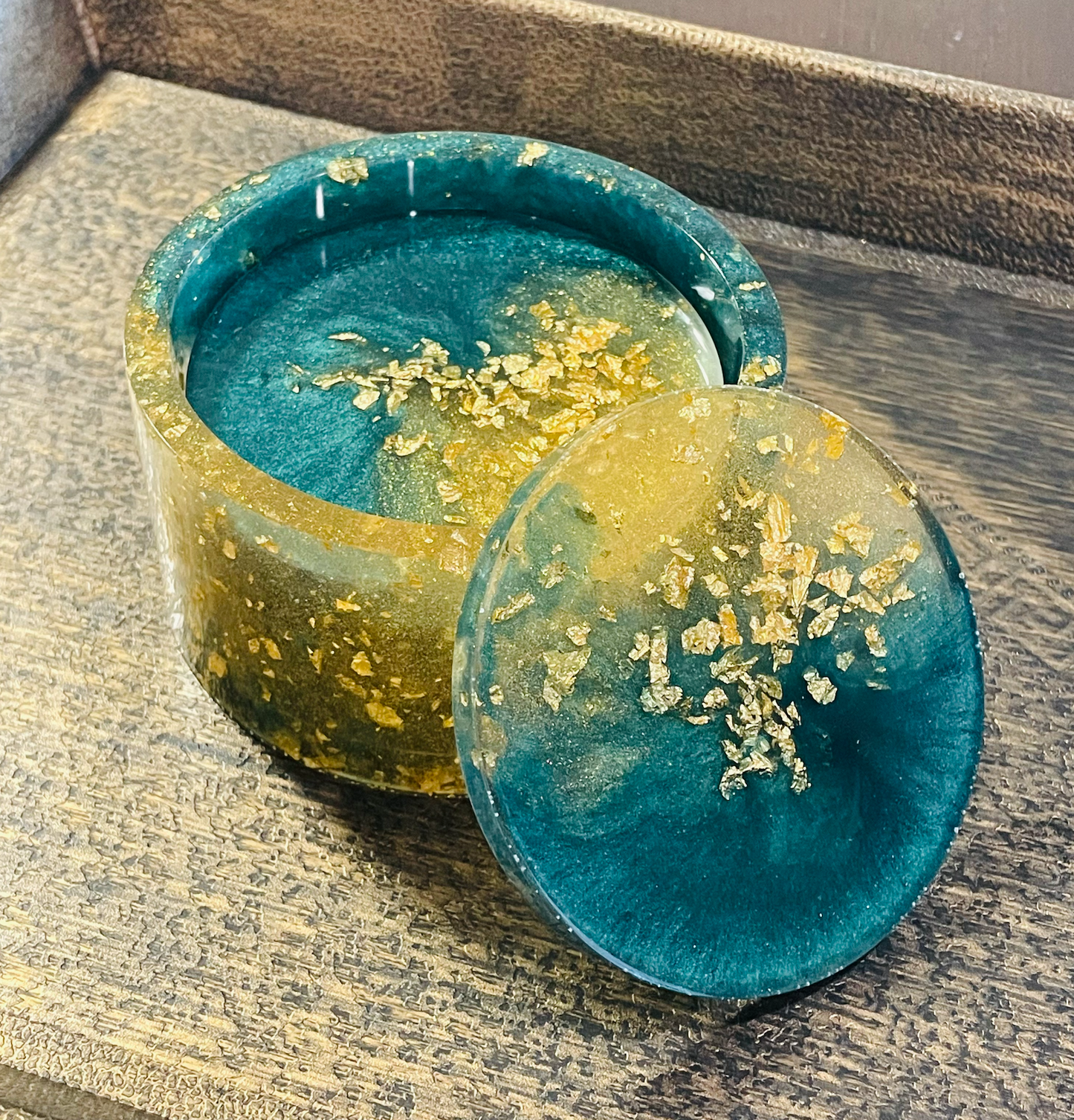 Round coaster set of 6 with holder